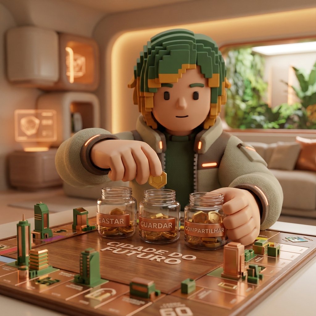 Teenager dividing coins into jars 202607201021