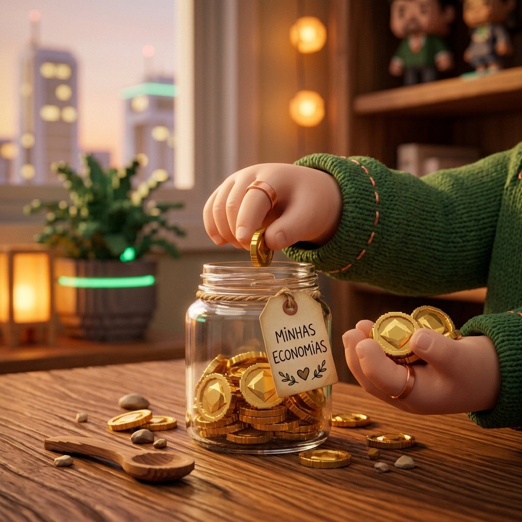 Child counting coins into jar 202608091842