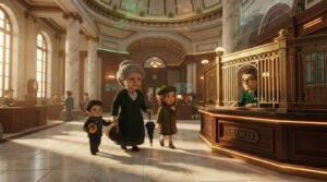 Nanny and children enter bank 202608111334