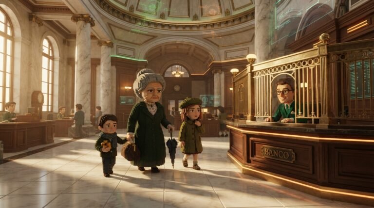 Nanny and children enter bank 202608111334