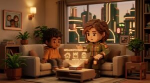 Parent and child viewing hologram 202608091841