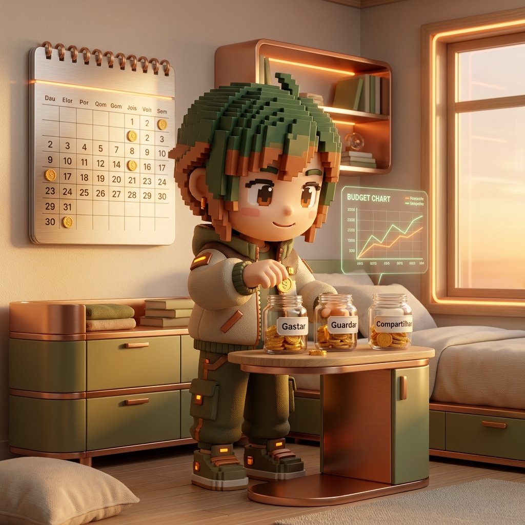 Teenager dividing coins into jars 202608281051