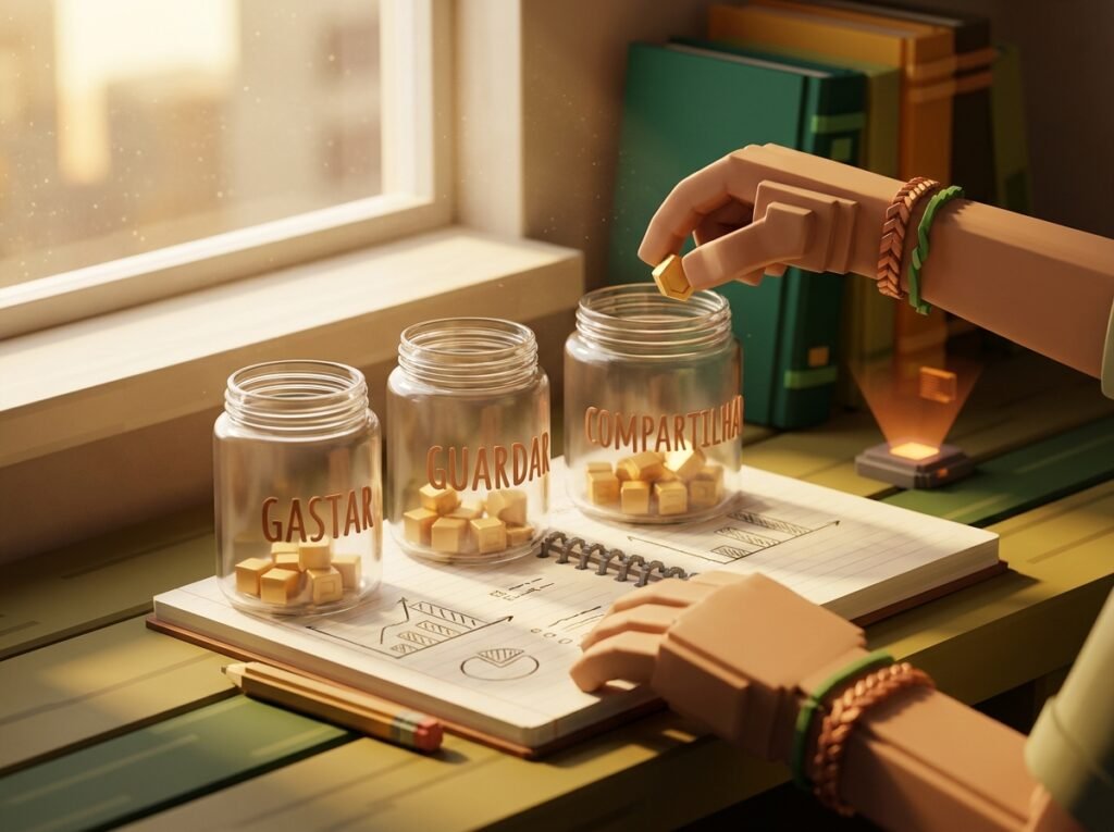 Teenager organizing coins at desk 202608262002