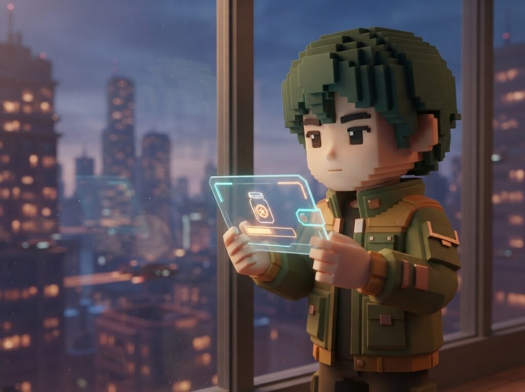 Moedas de Jogos Virtuais: Para Onde Vai Seu Dinheiro de Verdade? 1 Character holding holographic wa… 202609011634