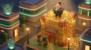 Tycoon standing atop coin vault 202609071537