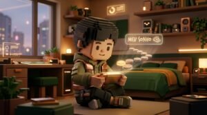 Voxel character playing handheld… 20260923163619